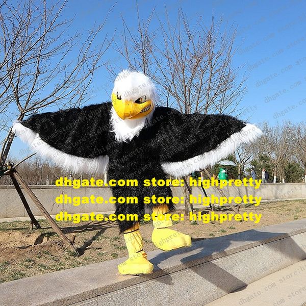Disfraz de Mascota de halcón águila de pelo largo negro Tiercel Falcon buitre figura de marca de dibujos animados para adultos fiesta de cumpleaños zz7995