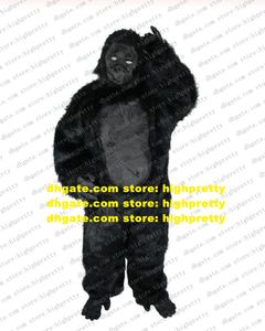 Zwart lange vacht gorilla orangutan chimpansee mascotte kostuum volwassen cartoon huwelijksceremonie planning en promotie zz7658