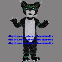 Zwart Long Fur Leopard Cat Mascot Costume Lynx Catamount Bobcat Lince Luchs volwassen personage CANVASS BEDRIJFSBESTELLINGEN ZX7