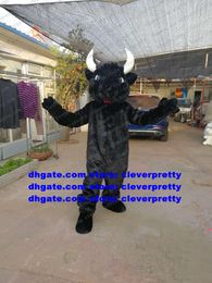 Zwart Long Fur Mascot Costume Buffalo Bison Ox Bull Cow Cattle Character Conferentie Foto Keep zoals Souvenir ZX1602