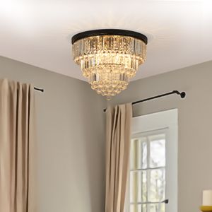 Lámpara de cristal de estilo moderno de lujo negro, candelabros de techo grandes, aplicados al comedor, sala de estar y dormitorio