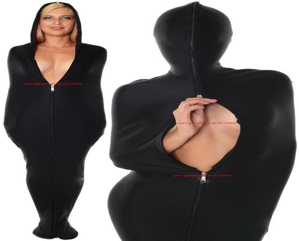 Disfraces de momia de Lycra Spandex negro, saco de dormir unisex, traje completo, bolsas para el cuerpo sexy, sacos de dormir, traje de gato, fiesta de Halloween Fancy8058113