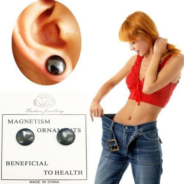 Pendientes de imán negro Pendientes de meridianos Sin sujeción Anillo de oreja Pendiente perforado Magnético Adelgazante Joyería saludable