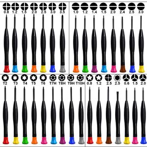 Destornillador magnético negro hexagonal 0,6 Y 0,8 T8 con orificio, destornilladores Phillips de precisión para teléfono, reloj, herramientas de reparación de juguetes, venta al por mayor