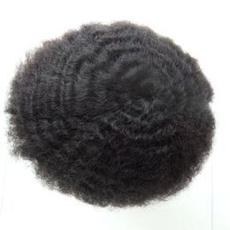 Zwart Man Afro Weave Menselijk Haareenheid Toupe Man Haar Pruik Natuurlijke Toupe Menselijk Haarvervanging Systeem Haarstukken