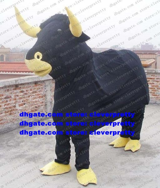 Traje de mascota negro Buffalo Kerbau Bison Ox Bull Cow para dos personas Personaje de dibujos animados Los días festivos saludan a los invitados zx1038