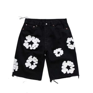 Zwarte mannen ontwerper gestapelde jeans damesheren shorts hiphop rock moto heren ontwerp scheurde noodlijdende rechte denim biker zomer blauw coole jeans short