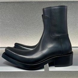 Bottes d'hommes noirs pour orteil carré à zipper