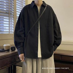 Zwart heren lente en herfst Amerikaans modemerk los oversized casual shirt met lange mouwen Trend veelzijdige Ruffian knappe jas