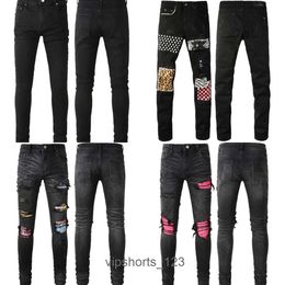 Zwart Heren Slim designer jeans Zwangerschapsbroek Jeans Paint Hole Spot Style Destroyed Skinny Washed Youth Straight Luxe Casual Normaal Cowboy Denim P SEUXPurp