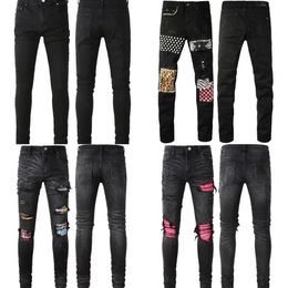Zwarte heren Slim designer jeans Zwangerschapsbroek Jeans Paint Hole Spot Style Destroyed Skinny Washed Youth Straight Luxe Casual Reg226I