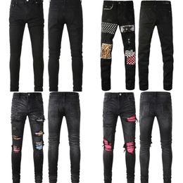 Zwarte heren Slim designer jeans Zwangerschapsbroek Jeans Paint Hole Spot Style Destroyed Skinny Washed Youth Straight Luxe Casual Reg244M