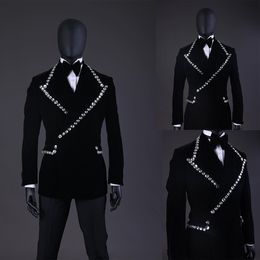 Noir hommes mariage smokings pointe revers veste Appliques dernière conception marié porter pour la soirée de bal seulement Blazer personnaliser