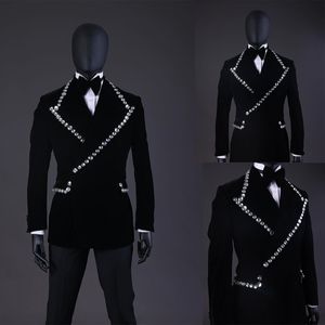 Black Men Wedding Tuxedos Peaked Lapel Jacket Appliques Latest Design Groom Wear For Prom Evening Party Only Blazer Customize