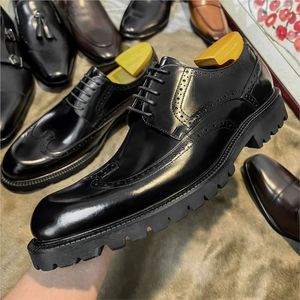 Chaussures habillées noires pour hommes vache en cuir véritable bout pointu bureau oxford à lacets faits à la main affaires travail entreprise formelle Brogue chaussures