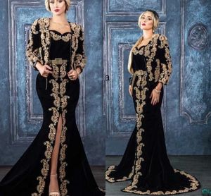 Black Mermaid Evening Formele jurken met jas 2023 Tarayoun Tunesian Traditional Algerije Sweetheart prom jurk slijtage