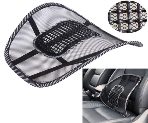 Cojín de asiento de coche de tela de malla negra, soporte Lumbar para cintura, almohada Lumbar para automóviles, silla de oficina, alivio del dolor de espalda, accesorios para automóviles 1317127