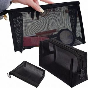 Black Mesh Cosmetische Zakken Transparante Make-up Cosmetische Gereedschapskist Koffers Draagbare Reisorganisator Zakje 3 Maten Potlood Tas g0xs#