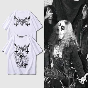 Black metal band perifere T-shirt met korte mouwen heren en dames zomer losse print katoen halve mouw
