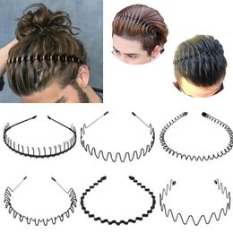 Black Metal Sports Hairband Band Fand Band Wave Alice Style Hair Band Unisex Men Women