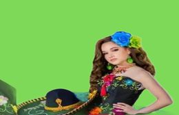 Zwarte Quinceanera Jurken in Mexicaanse stijl Charro 2023 Bloemen Geborduurde Kant Lagen Tule Satijn Gala vestidos para xv anos1048386