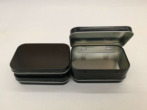 Boîtes en fer blanc à la menthe noire Petite boîte cadeau Boîte à chewing-gum à bijoux avec boîtes de rangement à charnière