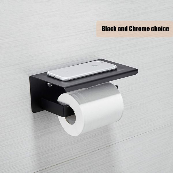 Miroir noir chrome choix porte-papier toilette plate-forme supérieure mettre téléphone en acier inoxydable support de rouleau de papier peint au mur