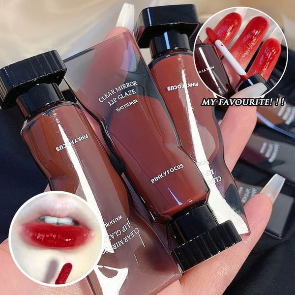 Espejo negro Brillo de labios Pigmento Cubo de hielo transparente Lápiz labial mate Taza antiadherente Maquillaje de larga duración Impermeable Sexy