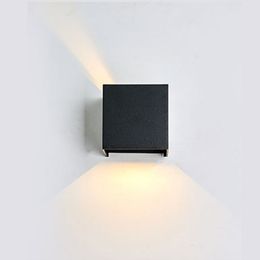 Lámparas de pared LED para exteriores modernas negras Aluminio 7W (Blanco) 3000K Apliques ajustables hacia arriba y hacia abajo Iluminación para dormitorio Patio Casa Jardín Garaje Pasillo Pasillos crestech