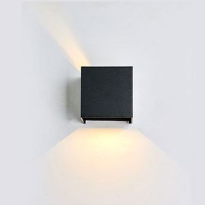 Lámparas de pared LED para exteriores modernas negras Aluminio 7W (Blanco) 3000K Apliques ajustables hacia arriba y hacia abajo Iluminación Dormitorio Patio Casa Jardín Garaje Pasillo Corredor oemled