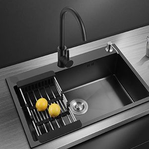 Noir Nano roman lavabo évier simple créatif en acier inoxydable éviers de cuisine tuyau de vidange accessoires pour la maison