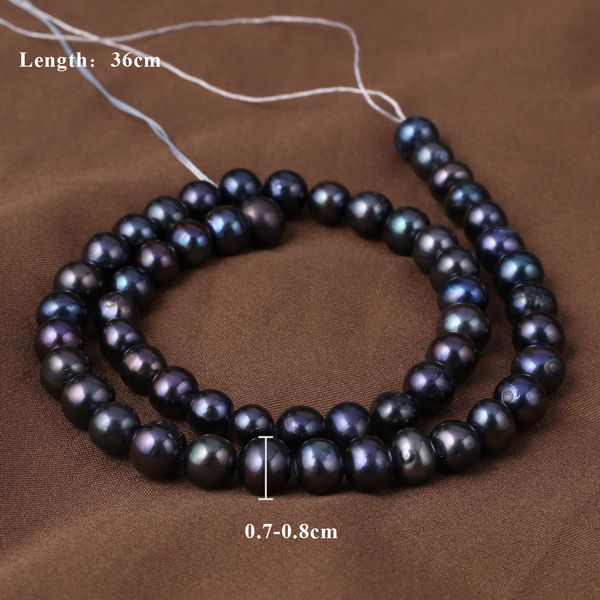 Black Natural Natural Ewater Pearl Charm Bijoux Faire des boucles d'oreilles Collier Elegant Boucles Bracelet Gift DIY près des perles rondes