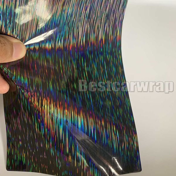 Envoltura de vinilo holográfica de cromo Neo negro para envoltura de automóvil con envoltura de cromo de arco iris sin burbujas de aire que cubre tamaño gráfico 1.52x20 m / rollo