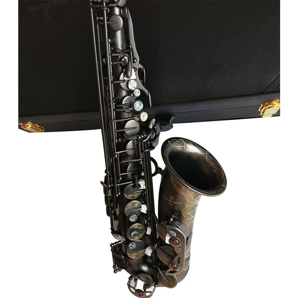 Saxofón alto negro níquel dorado Instrumento musical negro EbTune A-992 Saxofón alto con boquilla. Junco. Cuello. Caso