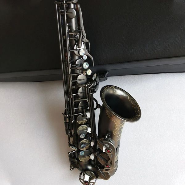 Saxofón alto profesional tipo Eb, color negro, níquel dorado mate 992, teclas de abulón de color mejorado, saxofón alto tallado profundo