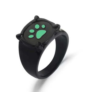 Noir Noel vert créatif chat et chien griffe pied métal Couple anneau 2021 mode cadeau bijoux