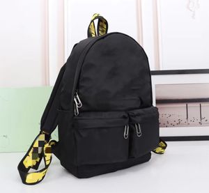 Black nylon backpack with yellow shoulder strap backpack men and women waterproof commuting bag computer bag