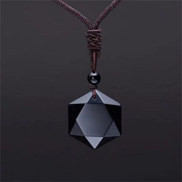 Collier pendentif obsidienne noire étoile porte-bonheur collier en cristal cadeau de noël