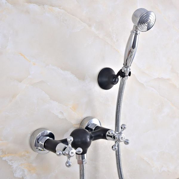 Huile noire frottée en bronze salle de bain salle de bain mur à main chargée chromée kit de douche en laiton kit de douche de douche