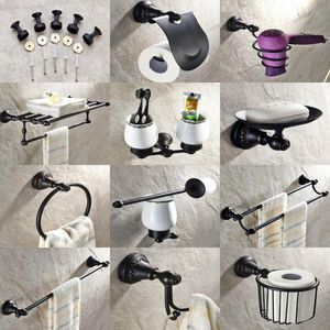 Accesorios de baño de latón de aceite negro con aceite frotado Juego de toallas de hardware Bat de hardware Batinera de papel higiénico gancho MM009