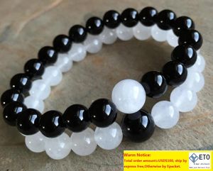 Black onyx blanc jade Bracelet Bracelet Gemstone Beads Bracelet Elastic Natural Stone Bracelets Gifts ZZ