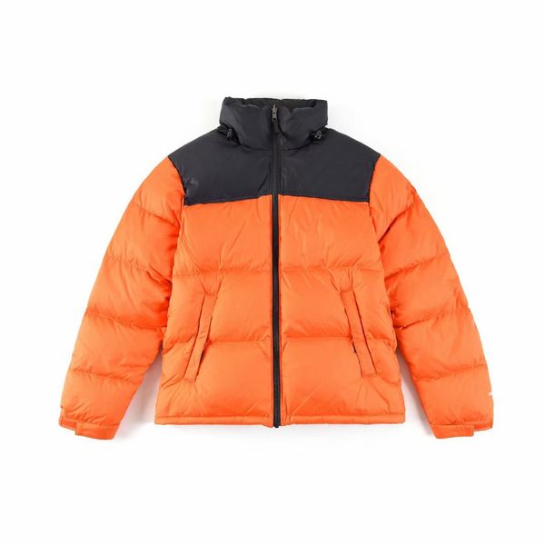 Noir Orange Down Puffer Veste Manteau Full Zip Broderie Outwear Parkas Hommes Femmes Hiver Body Warmer taille XS-xxl