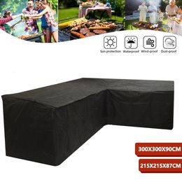 Housses de meubles d'extérieur noires, imperméables, pluie, neige, poussière, coupe-vent, AntiUV, en Fiber de Polyester, pour jardin, pelouse, Patio, 231228