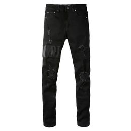 Zwarte oversized broek herenpaars merk denim tranen skinny ruïne pantalones jeans ontwerper slim fit stapel jeans voor heren jeans dames jeans