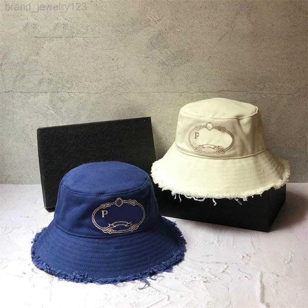 Noir p seau chapeau luxe p designer casquettes été plage mode cadeaux classique casquette lettres blanches bord cassé femmes mens pêcheur chapeau extérieur denim