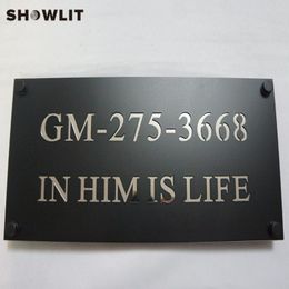 Panneau de porte peint en noir Nom de famille sur mesure avec plaques de numéros de maison Cutom Disponible Autre matériel