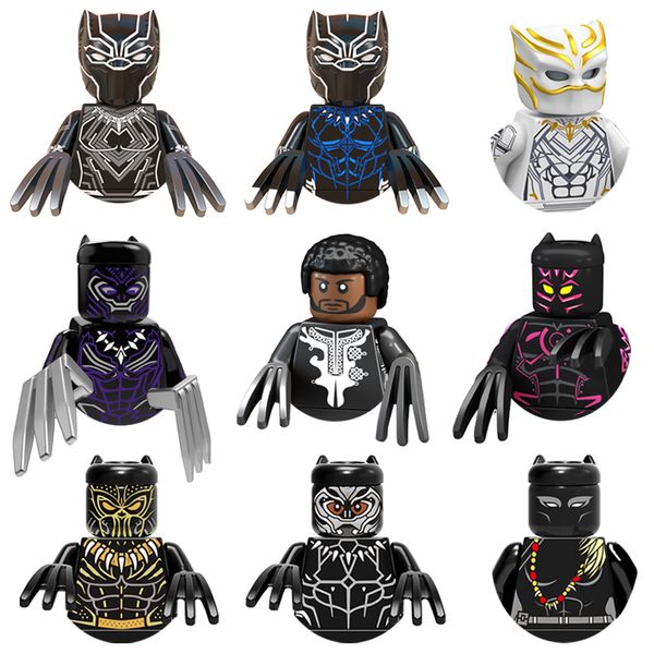 Black Panther Superhero Mini Building Block Toy Figuras de anime Ladrillos de bricolaje Accesorios de figura ensamble los juguetes para niños Regalos de Navidad