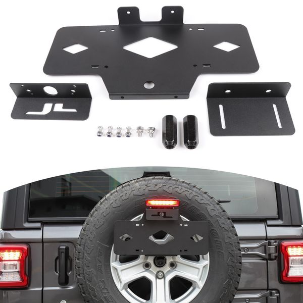 Décoration de cadre de plaque d'immatriculation de pneu noir Pare pour Jeep Wrangler JL à partir de 2018 accessoires extérieurs automatiques