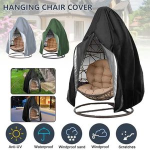 Housse de chaise de patio noire, housse de protection contre la poussière, étanche, avec fermeture éclair, étui de protection pour chaise suspendue d'extérieur, 240307