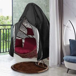 Zwarte patio stoel cover ei swing waterdichte stofbeschermer met rits beschermhoes outdoor hangend 211116